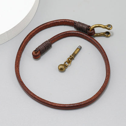 Creative Retro Two Circle Men's Leather Bracelet Simple Horseshoe Buckle Bracelet