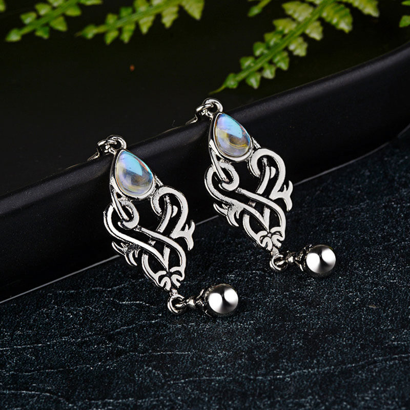 Moonstone Water Drop Pear shaped Earrings