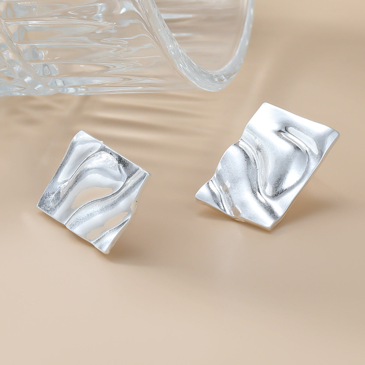 Alloy Metal Square Stud Earrings