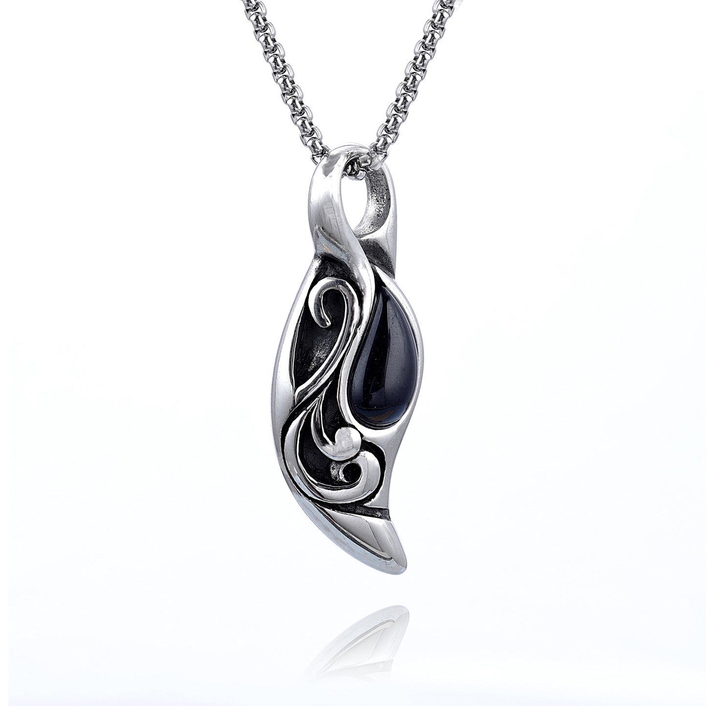 Water Drop Twist Petal Shape Stainless Steel Pendant Necklace