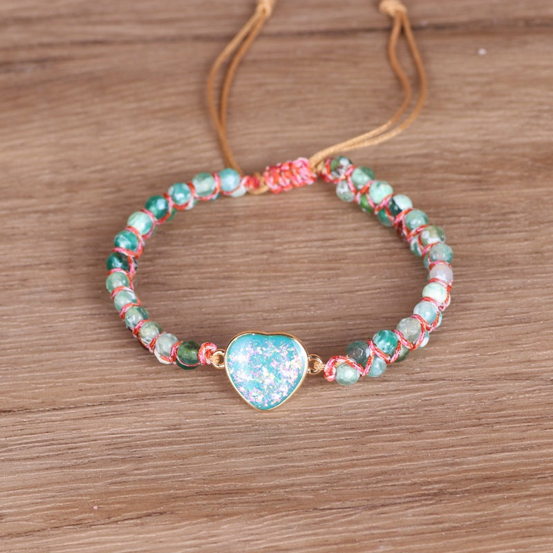 Heart-Shaped Double Woven Turquoise Bracelet