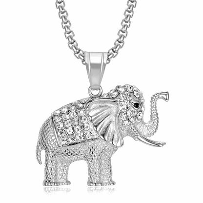 HIPHOP Jewelry Gold Plated Zircon Elephant Pendant