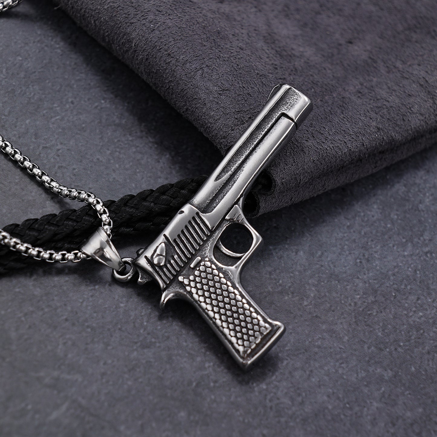 Stainless Steel Pendant in Imitation Pistol Shape