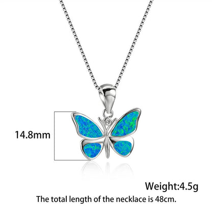 Opal Butterfly Pendant Necklace