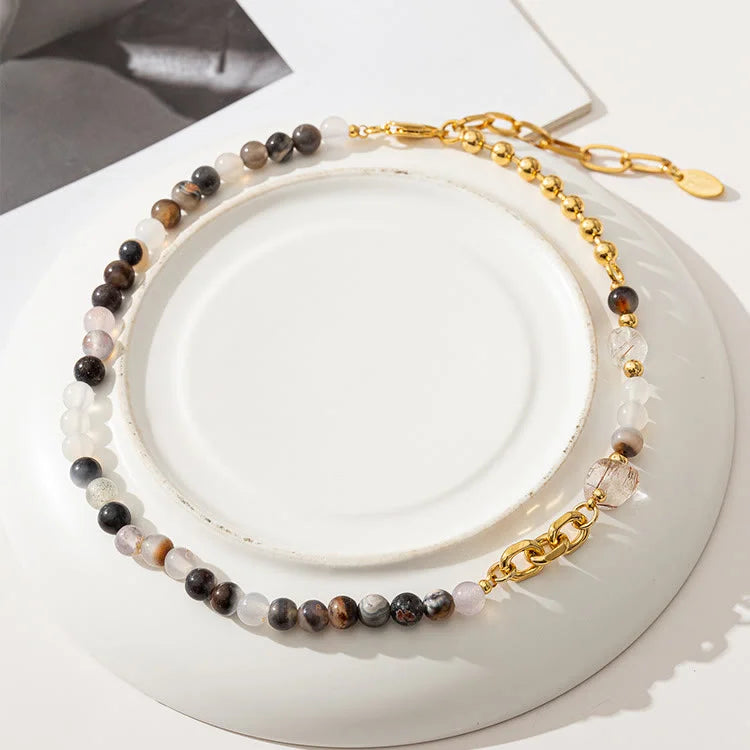 Natural Stone Semi Precious Stone Beaded Clavicle Necklace