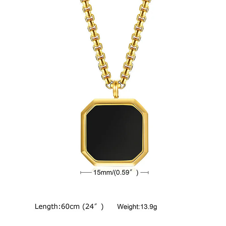 Square Pendant Men Long Sweater Chain Necklace