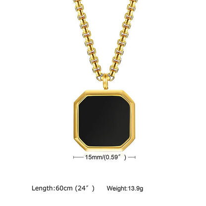 Square Pendant Men Long Sweater Chain Necklace