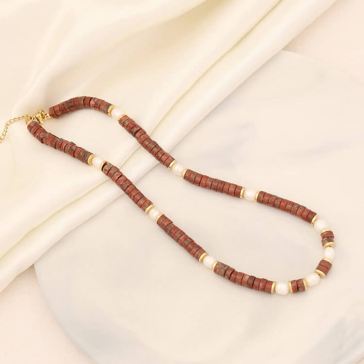 Pearl Necklace with Small Cylindrical Beads