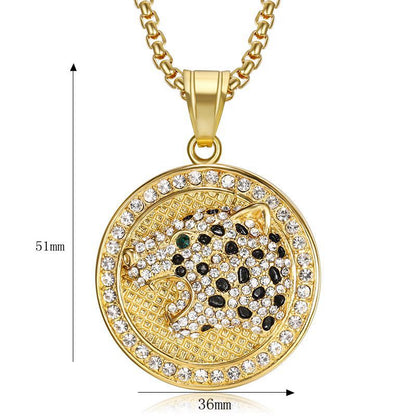 Hip Hop Jewelry Gold Plated Zirconia Leopard Head Pendant