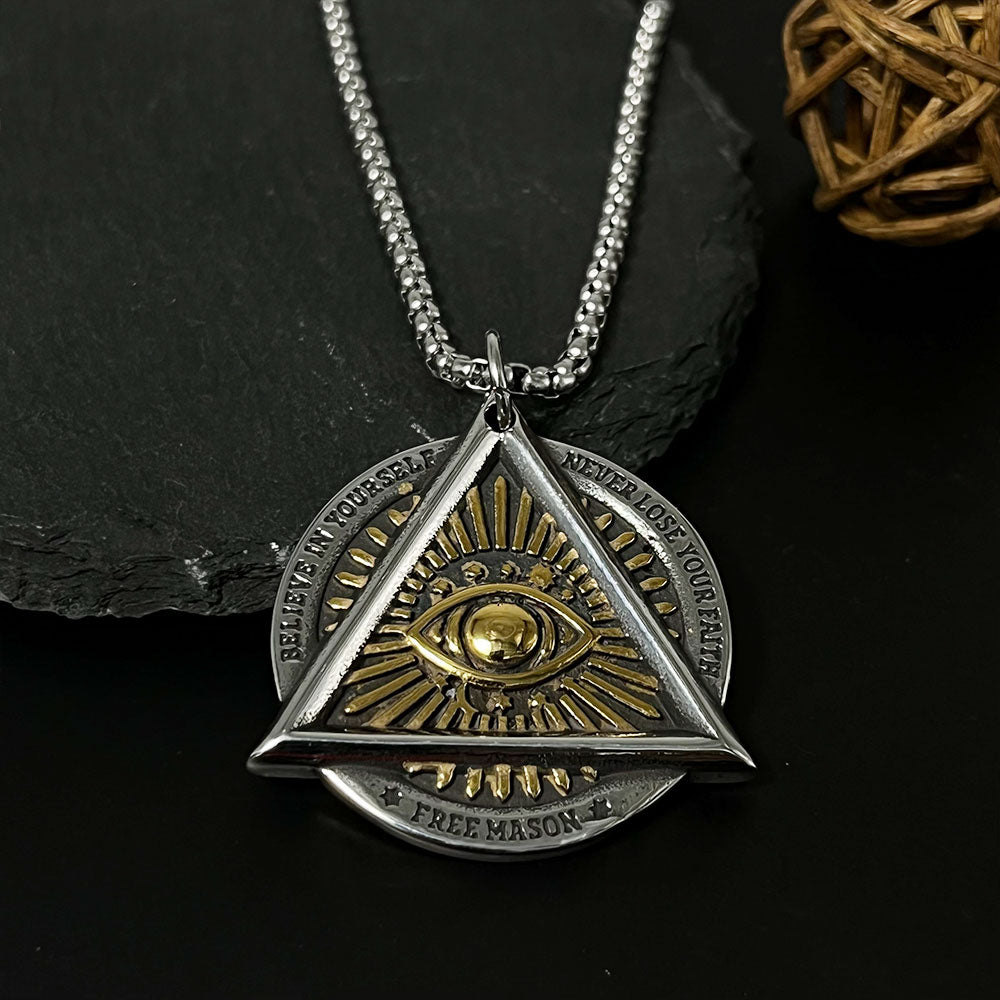 Vintage Men's Devil's Eye Pendant Necklace