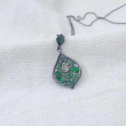 Pear Shaped Water Drop Shaped Green Zircon Pendant Necklace