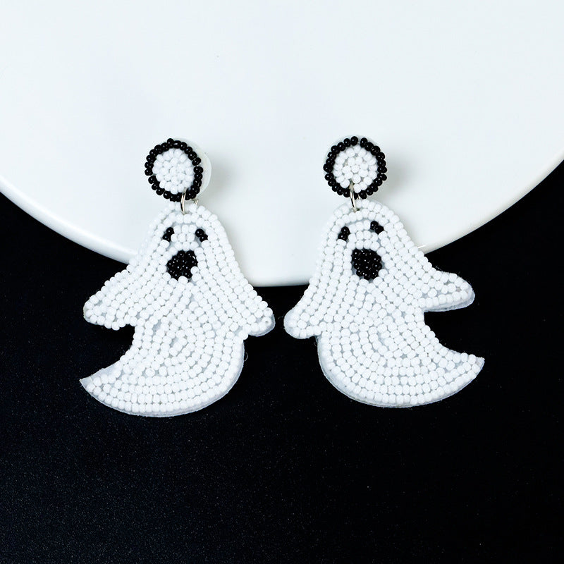 Halloween Cute Cartoon Ghost Handmade Fabric Bead Earrings