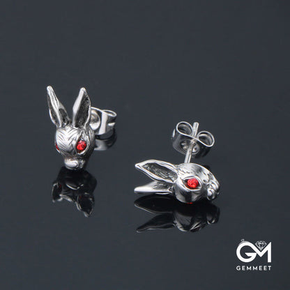 Titanium Steel Red Eye Rabbit Earrings