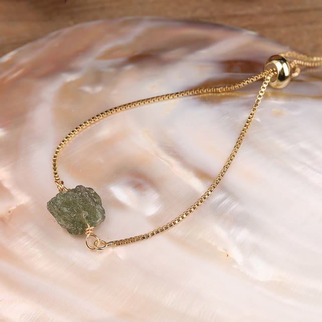 Natural Crystal Rough Stone String Metal Chain Bracelet