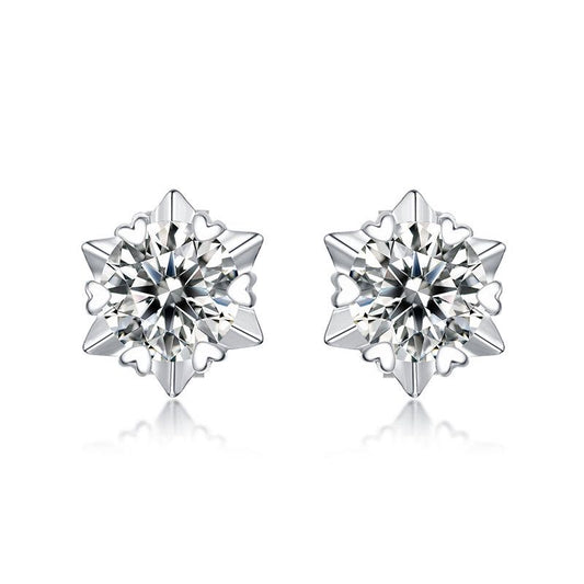 White Gold Hexagon Full Stones Moissanite Stud Earrings