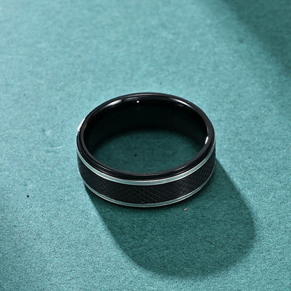 Men's Stainless Steel Diamond Pattern Black Ring