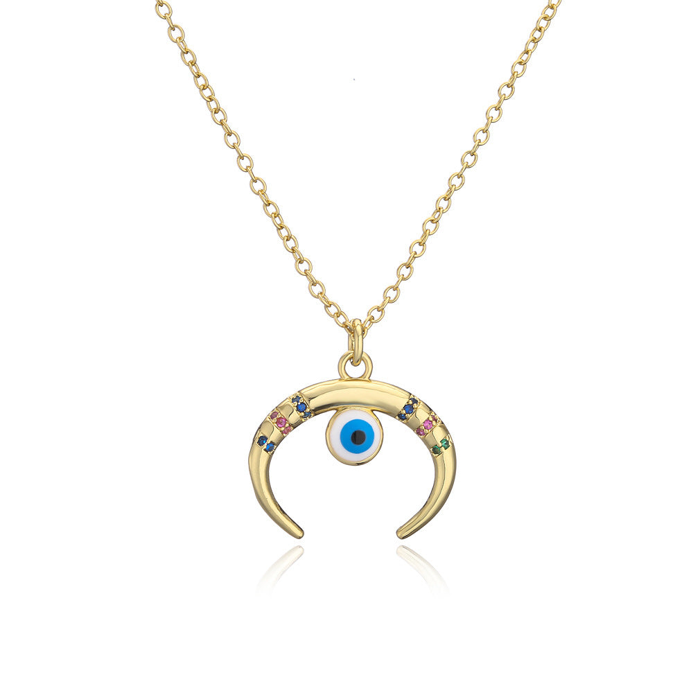 Golden Color Evil Eye Pendant Necklace