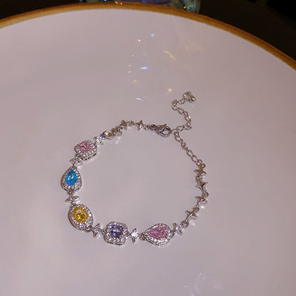 Zircon Macaron Square Oval Bracelet