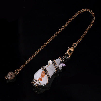 Copper Hand Wound Section Crystal Pillar Diamond Pendant