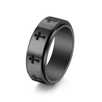 Release Stress Minimalism Cross Symbol Rotatable Ring