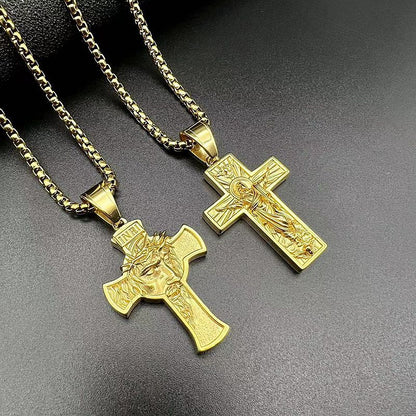 Hip Hop Gold Plated Cross Jesus Pendant