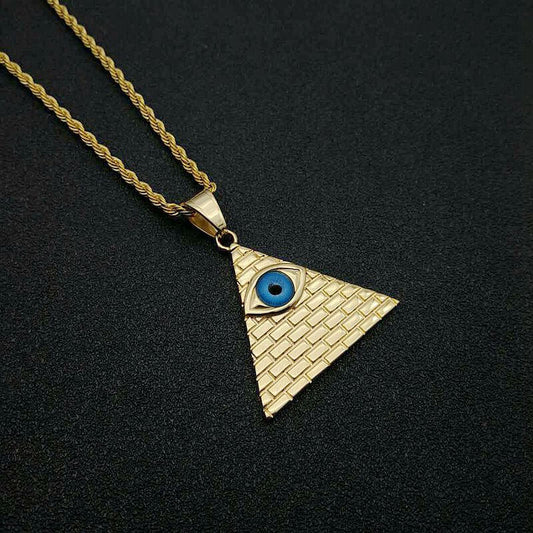 HIPHOP Jewelry Gold Plated Inlaid Zircon Pyramid Pendant