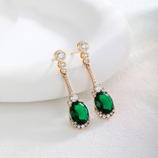 Vintage Simulated Emerald Zirconia Stud Earrings