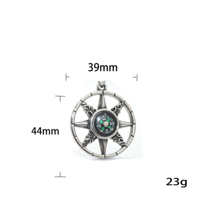 Hollow Compass Rice Character Retro Trendy Men's Pendant