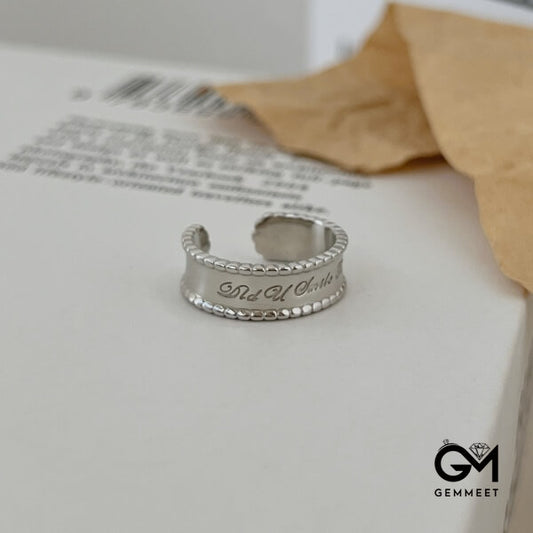 S925 Sterling Silver English Letter Open Ring