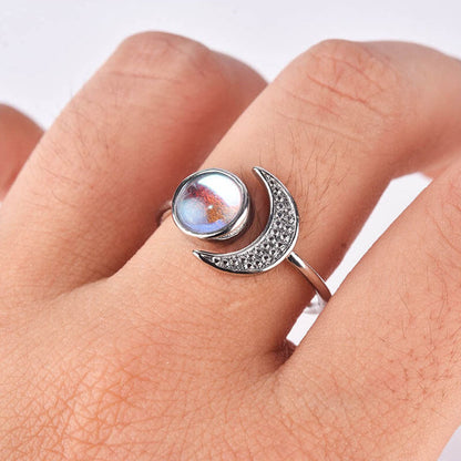 Moon & Sun Moonstone Adjustable Ring