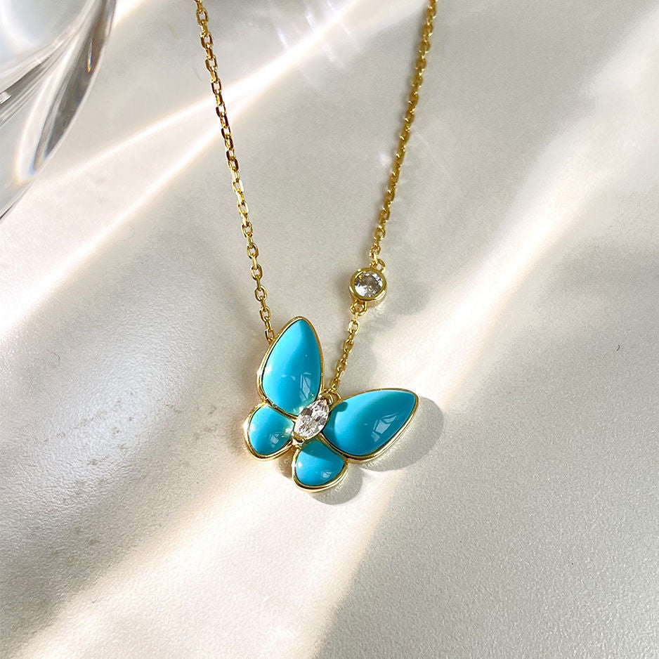 Turquoise Butterfly Pendant Necklace