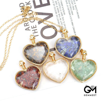 Crushed Stone Heart Glass Pendant Necklace