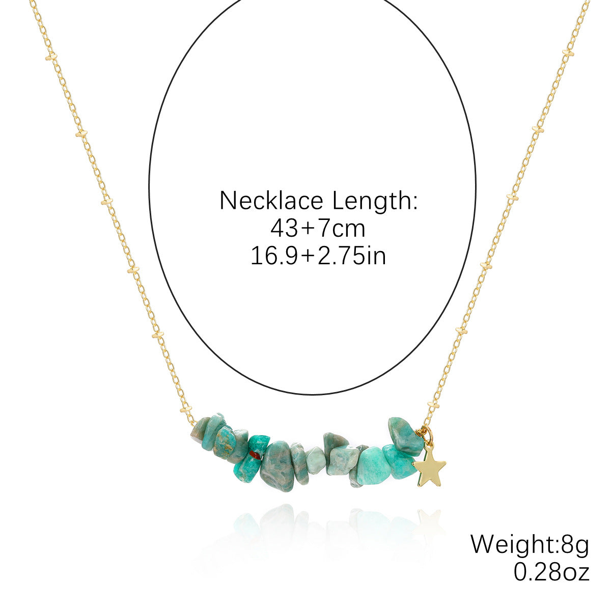 Irregular Green Stones Link Chain Necklace