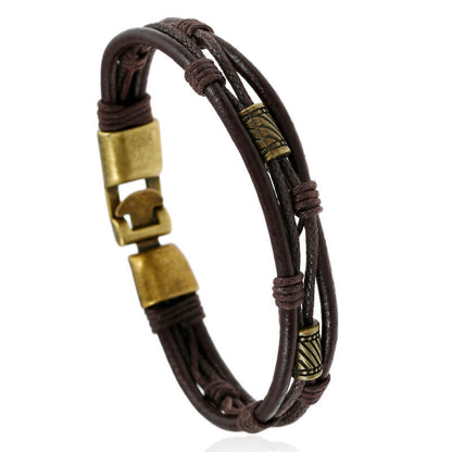 Alloy Braided Leather Bracelet Vintage Cowhide Bracelet Bracelet