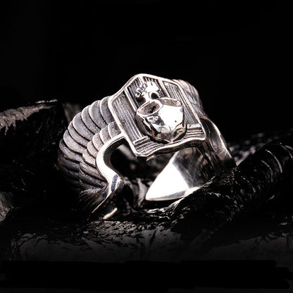 Vintage Shield Skull Fishscale Ring