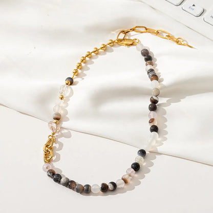 Natural Stone Semi Precious Stone Beaded Clavicle Necklace