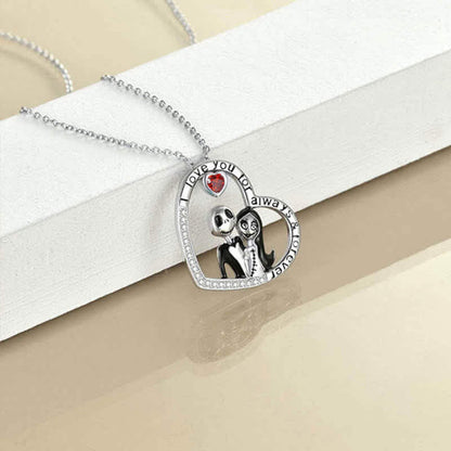 “Love You Forever" - Heart Zircon Couple Necklace.