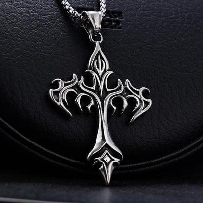 Majestic Flame Cross Shape Stainless Steel Pendant