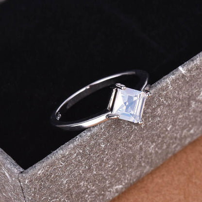 Minimalism Square Cut Moonstone Ring