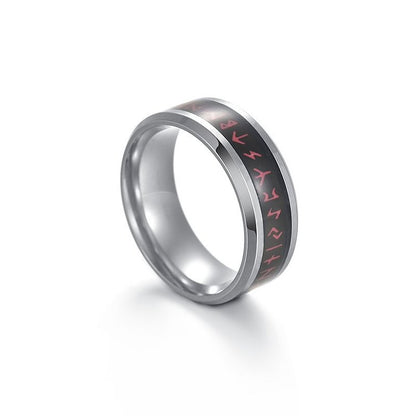 Release Stress Viking Rune Red Font Turnable Ring