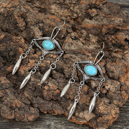 Geometric Cutout Eye Turquoise Bohemia Earrings