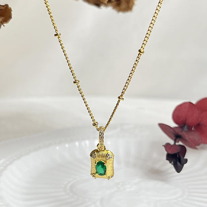 Light Luxury Green Zircon Pendant Necklace High-grade Niche