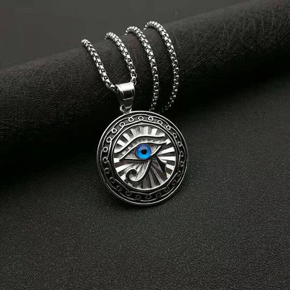 Eye of Horus Jewelry Titanium Steel Gold-plated Blue Eye Medal Pendant