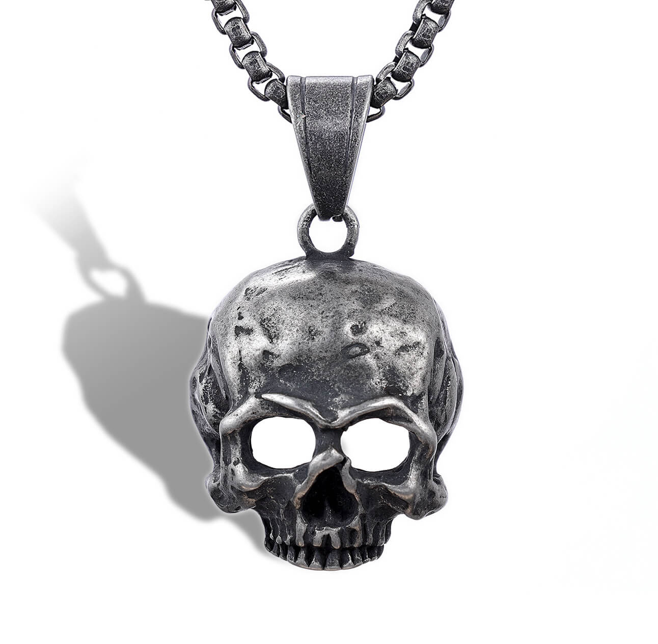 Vintage Stainless Steel Skull Pendant