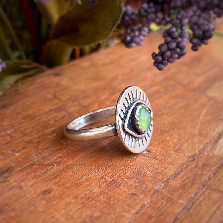 Chrysoprase Evil Eye Protection Ring