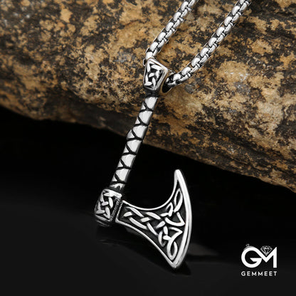 Stainless Steel Axe Pendant Viking Necklace