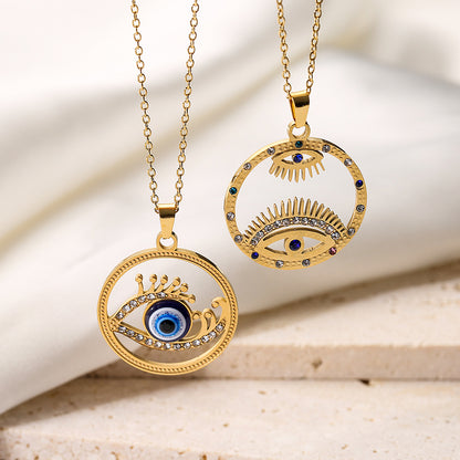 Evil Eye Hollow Pendants Necklace