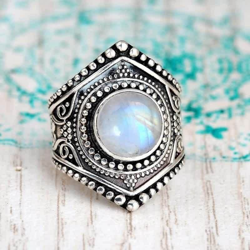 "Bright Lights" Bohemia Retro Moonstone Ring