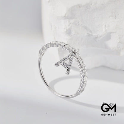 S925 Sterling Silver Monogram Tag Ring