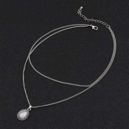 Drip Shape Moonstone Double Choker Necklace